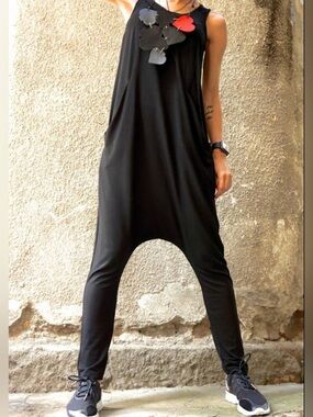 Aakasha Sleeveless Drop Crotch Jumpsuit – Navy Blue – XS